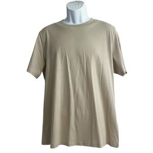 THEORY Precise Tee Mens Large T-shirt Peyote Luxe Cotton Jay tan beige